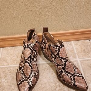 Time & Tru Snake Print Ankle Booties